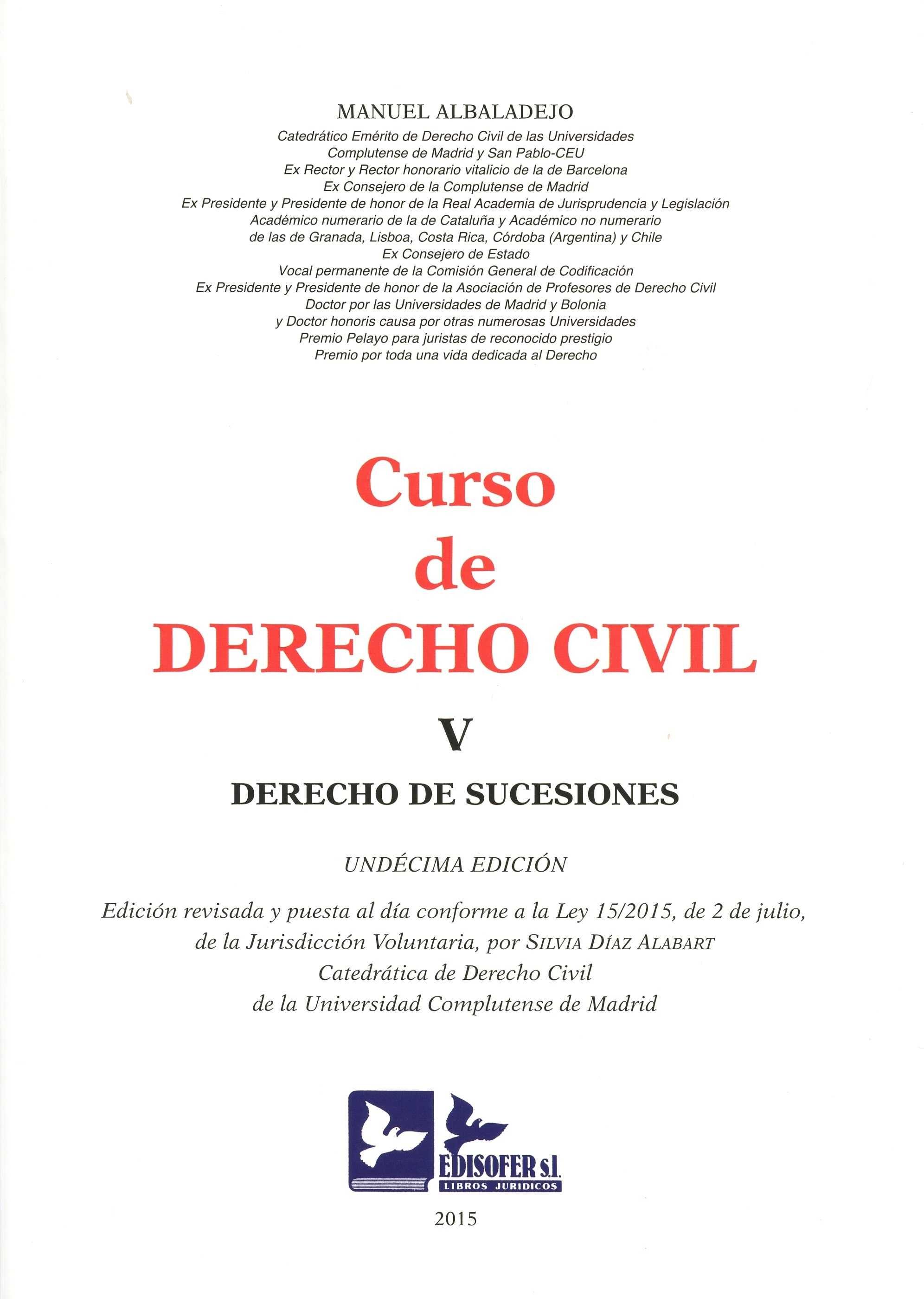 CURSO DE DERECHO CIVIL-TOMO V (DERECHO DE SUCESIONES) "DERECHO DE SUCESIONES"