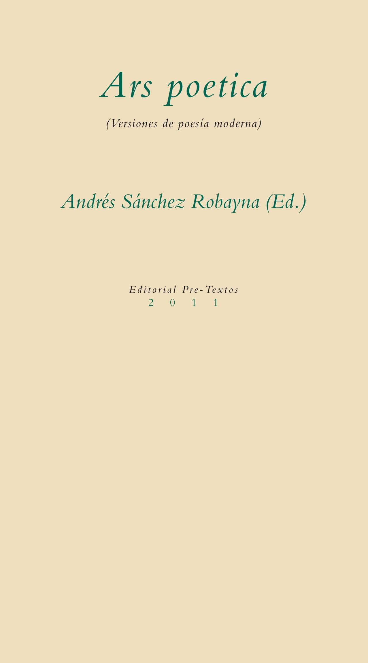ARS POETICA. VERSIONES DE POESÍA MODERNA