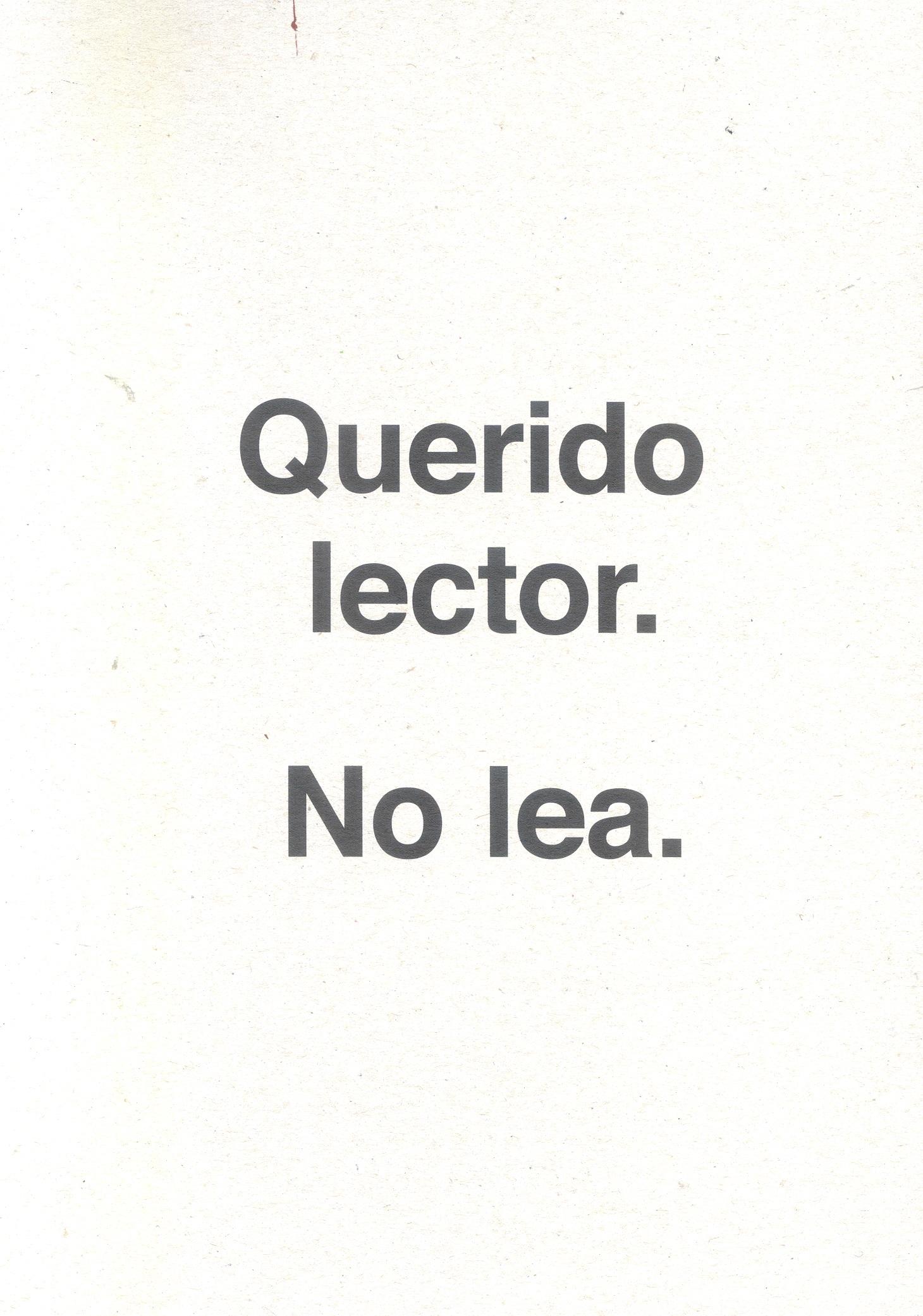 CARRION: QUERIDO LECTOR NO LEA. ULISES CARRION