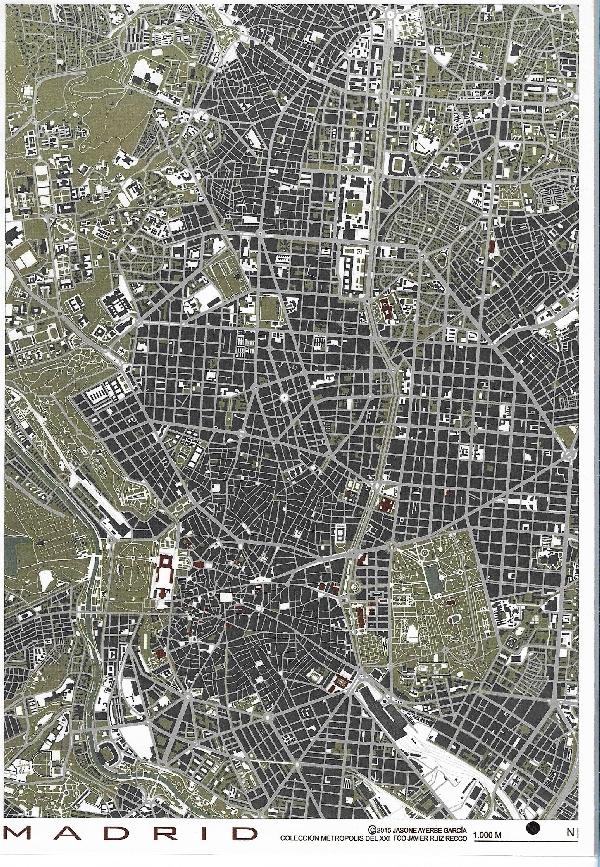 MADRID METROPOLIS DEL XXI   GRABADO (VERDE) 20X28