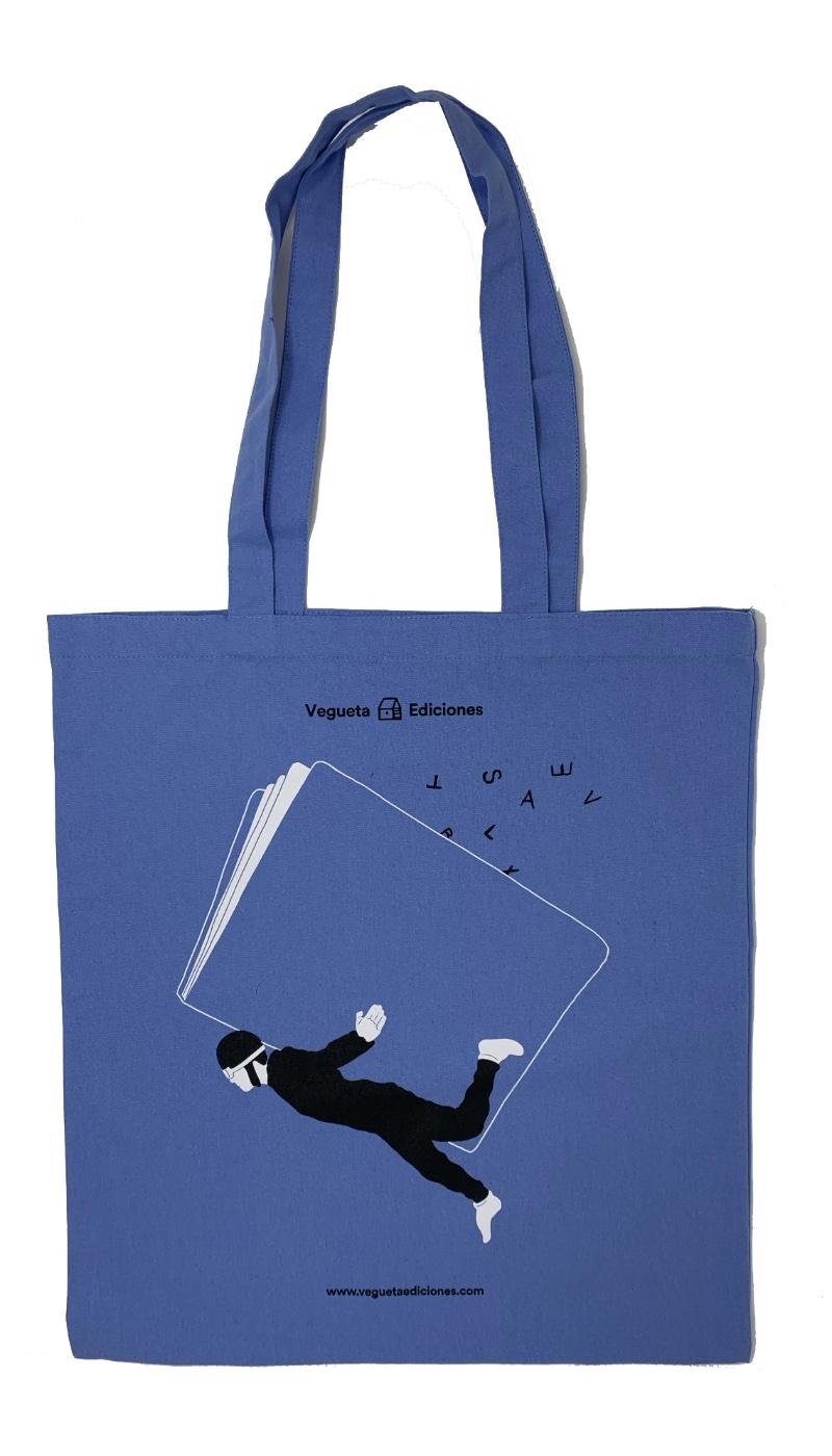 BOLSA VEGUETA LOS LIBROS NOS DAN ALAS AZUL. 