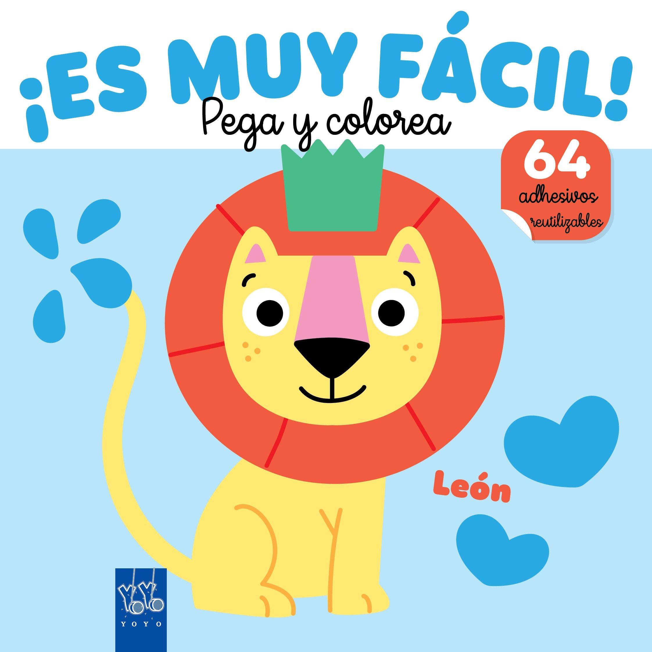 ES MUY FACIL! PEGA Y COLOREA. LEON