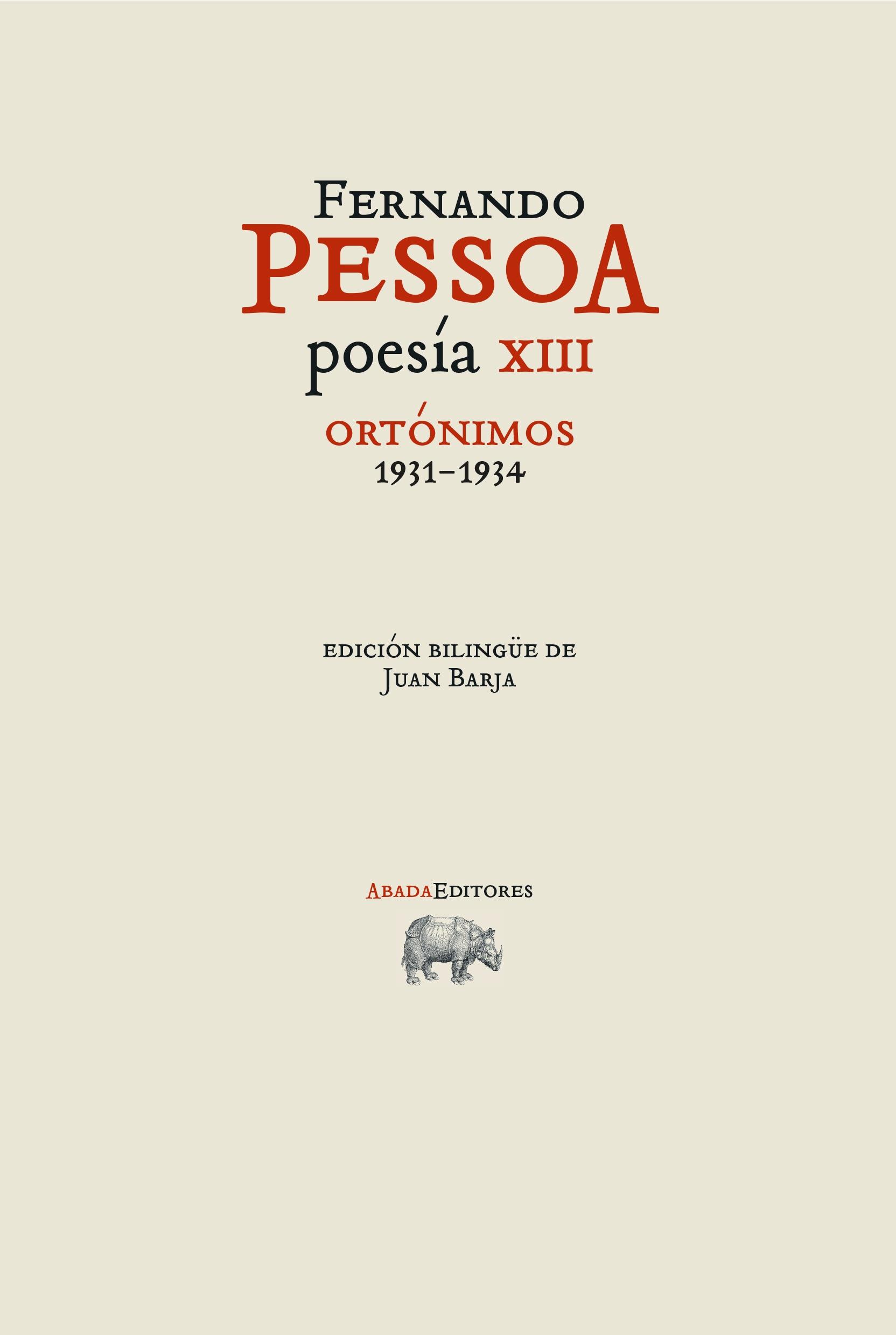 POESIA XIII. ORTONIMOS (1931-1934)