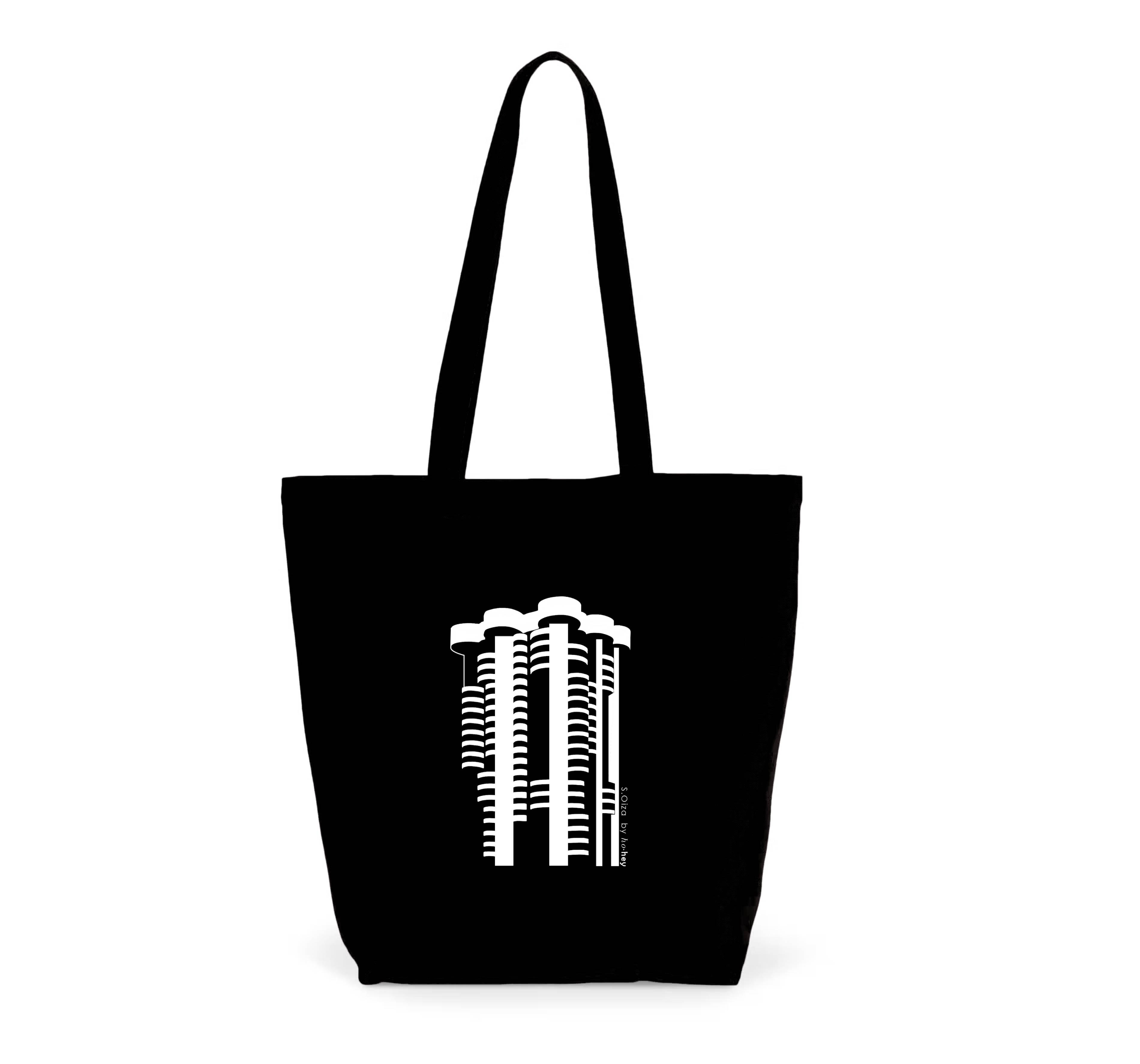 TOTE BAG TORRES BLANCAS NEGRA "100% COTTON"