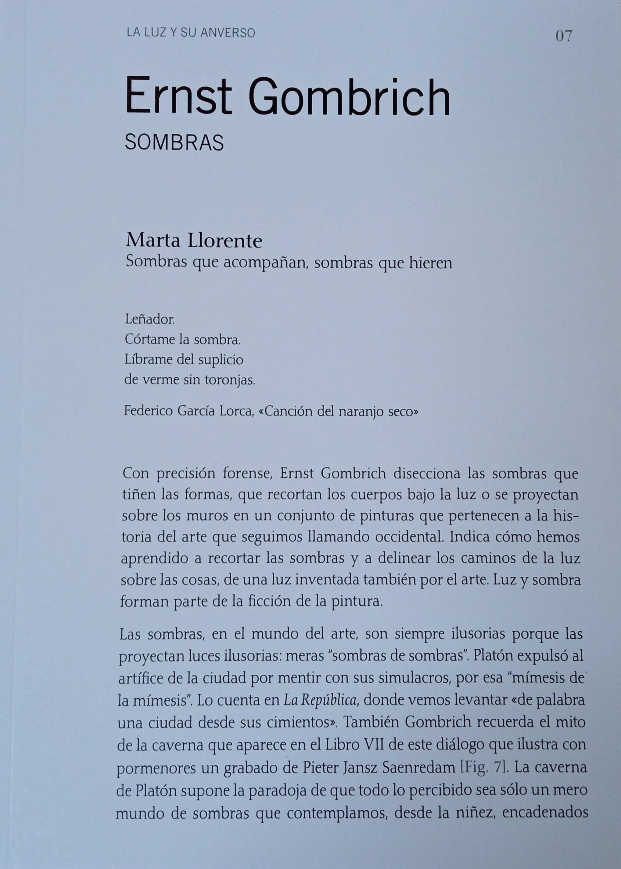 GOMBRICH: ERNST GOMBRICH. SOMBRAS "LA LUZ Y SU ANVERSO 07"